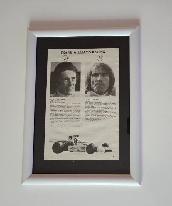 Asiakirja - Arturo Merzario - Ferrari - Williams - Autografo - Gp Monaco - 1975