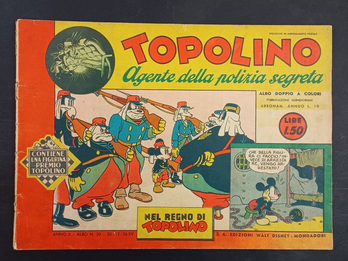 Albi nel Regno n. 30 - Topolino Agente della Polizia Segreta - 1 Comic - Första upplagan - 1936