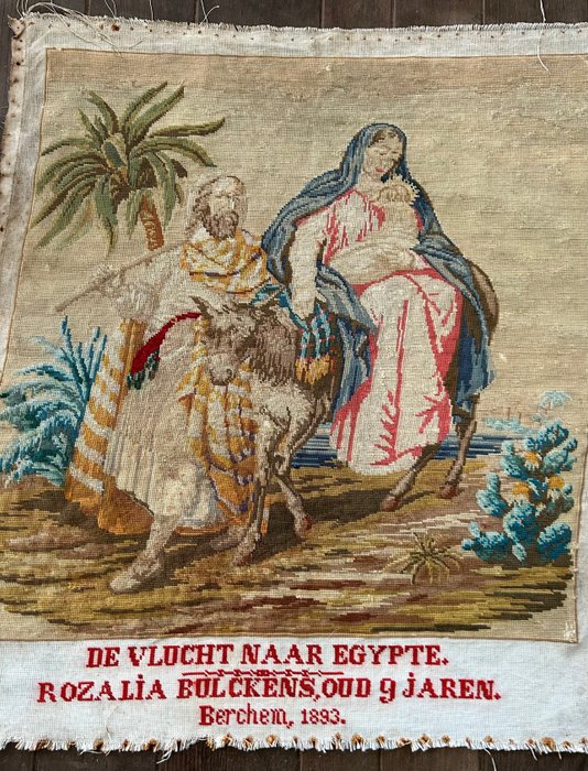  (1) Flyturen til Egypt - Bibelsk billedvev - 70 cm