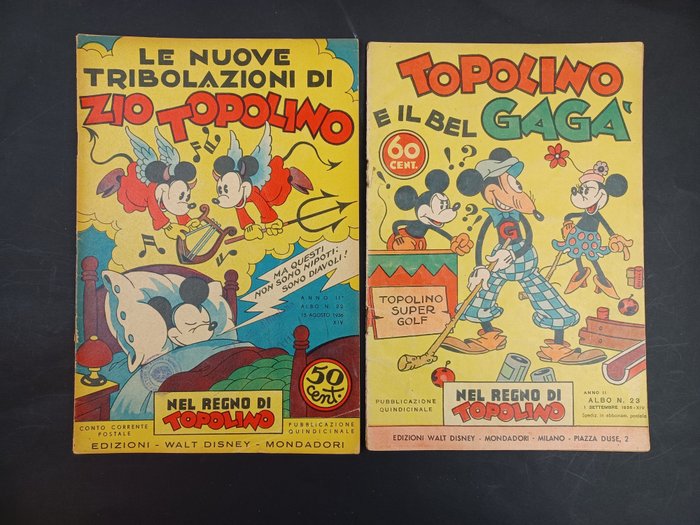 Nel Regno di Topolino nn. 22, 23 - Le nuove Tribolazioni di Zio T., Il Bel Gagà - 2 Comic - Første udgave - 1936