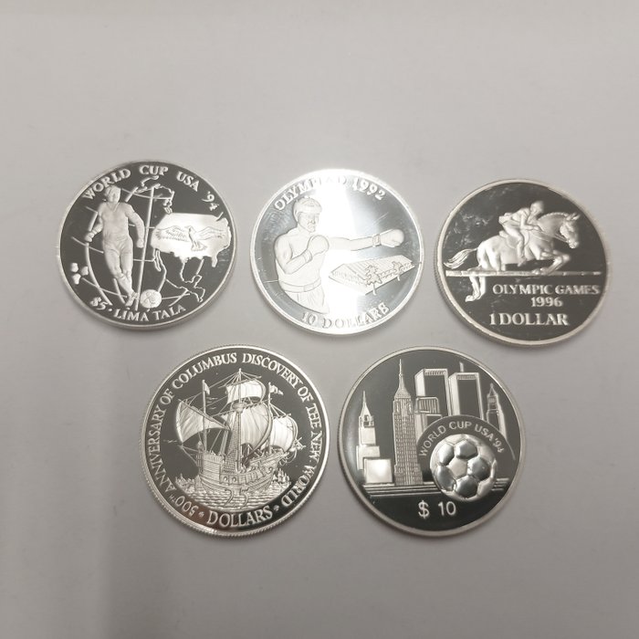 caraibico. 5 Silbermünzen 1989-1996