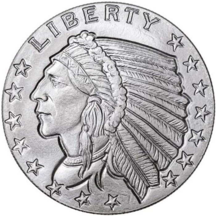 美国. Silver medal (ND) "Indian Head", 1 Oz (.999)