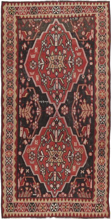 老 Kilim Karabagh 阿塞拜疆古董 - 凯利姆平织地毯 - 452 cm - 225 cm