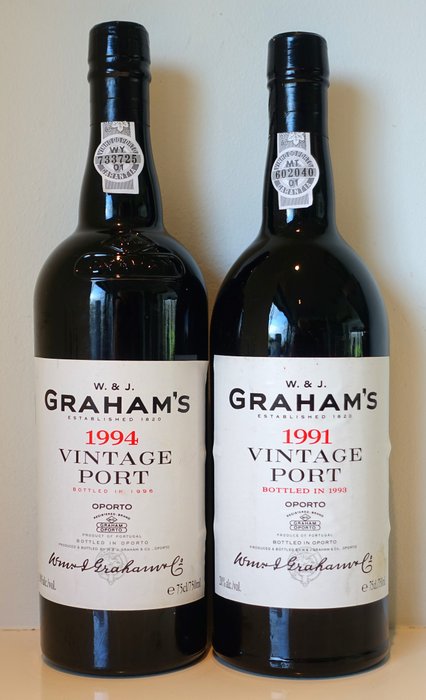 Graham's Vintage Port: 1991 & 1994 - Oporto Vintage Port - 2 Flasker  (0,75 l)
