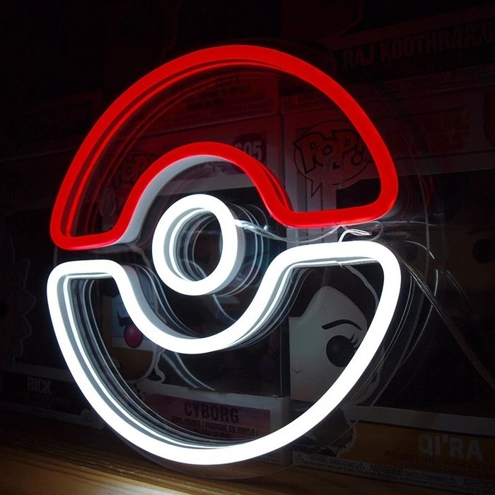 Znak podświetlany - Pokemon Poké Ball w stylu neonowego neonu - Plastik, neon