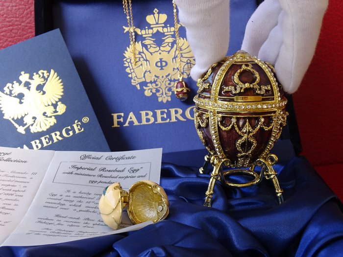 Statue - House of Faberge - Imperial Egg - Fabergé style - Original Box - Certificate of Authenticity - Gullplattert