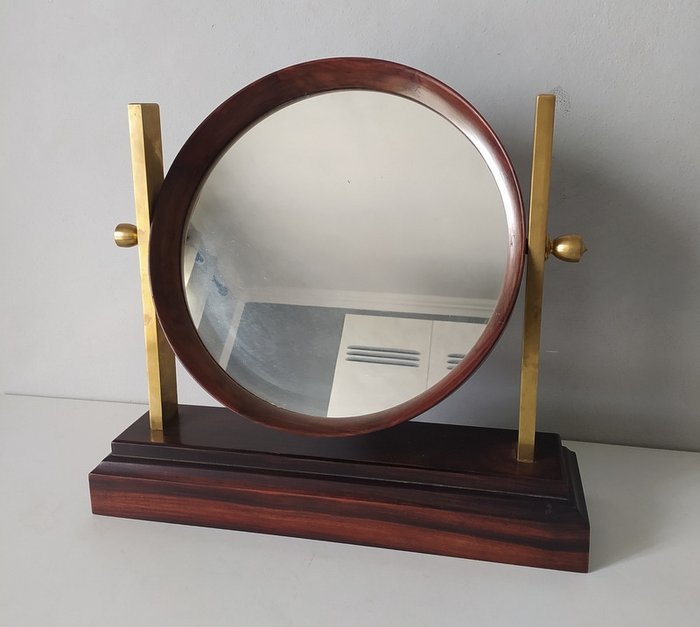 Espelho de mesa  - Latão, Teca