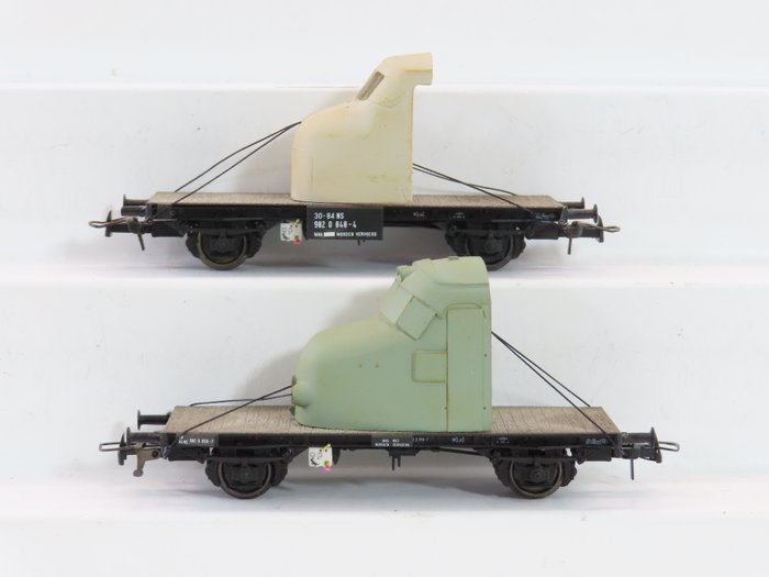 Artitec H0 - 20.316.01/20.316.02 - 模型貨運火車組合 (2) - 2 輛 GTU 貨車，載有車間貨物 - NS