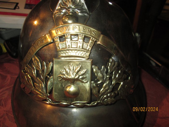 法国 - 消防队员 - 军用头盔 - 精湛的消防头盔 1895 无名军官