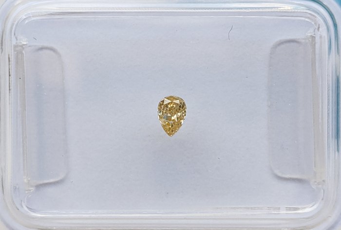 Diamond - 0.08 ct - Αχλάδι - φανταχτερό κίτρινο-καφέ - SI2, No Reserve Price