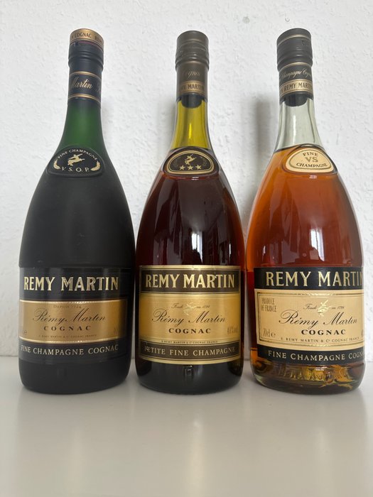 Rémy Martin - 3 Star/VS + VSOP  - b. 1980er Jahre, 1990er Jahre - 70 cl - 3 flaschen
