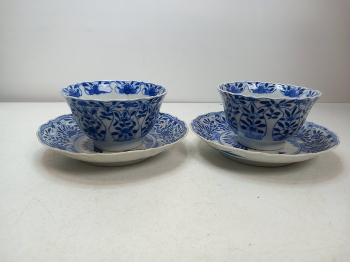Csésze és csészealj (4) - China, kop en schotel Langxi - Porcelán