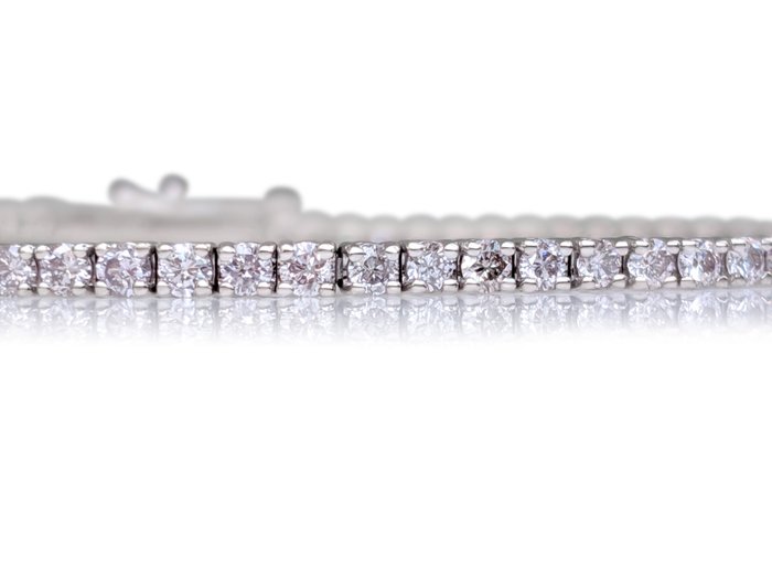 Ohne Mindestpreis Armband - Weißgold -  3.13ct. Rund Rosa Diamant 