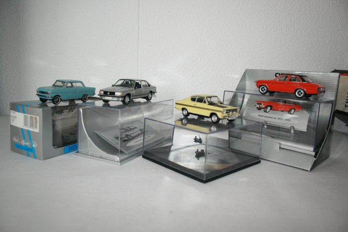 MiniChamps 1:43 - 4 - 模型車 - Opel Ascona, Opel Kadett B coupe, Opel Rekord E, Opel Kadett A limousine