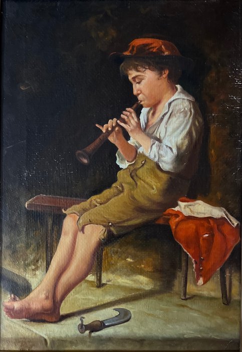 Scuola italiana (XIX-XX), da Luigi Bechi - Fanciullo con piffero
