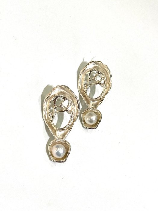 No Reserve Price - Drop earrings Silver Pearl
