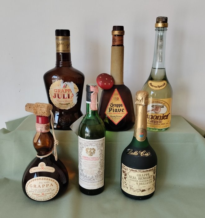 Grappa Collection - Seal Grappa Carpenè Malvolti + Grappa Julia + Grappa Piave + Grappa Cannonier + Benedet Dalla Cia  - b. Anni ‘60, Anni ‘70, Anni ‘80 - 75cl - 6 bottiglie