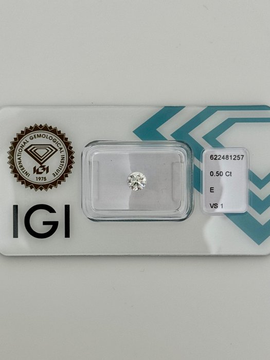 1 pcs Diamant  (Natural)  - 0.50 ct - Rotund - E - VS1 - IGI (Institutul gemologic internațional)