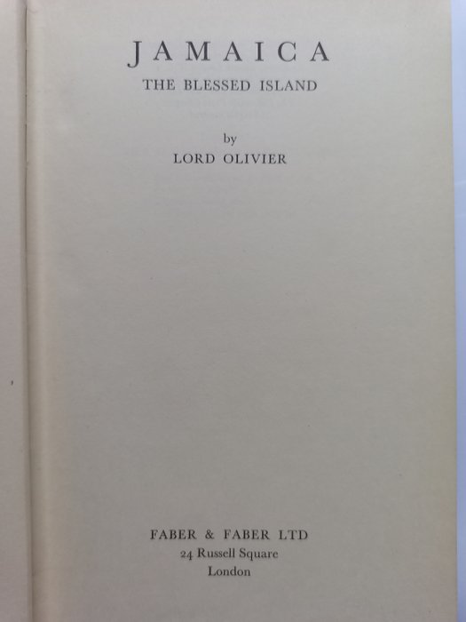 Lord Olivier - Jamaica: The Blessed Island - 1936