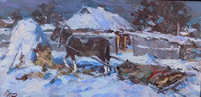 Aleksandr Nikolaevich Cherednichenko (1958) - Paesaggio invernale con la slitta