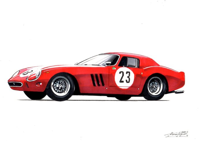 originele tekening - Ferrari - Ferrari 250 GTO - Baes gerald - 2023
