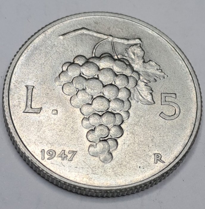 意大利， 意大利共和国. 5 Lire 1947