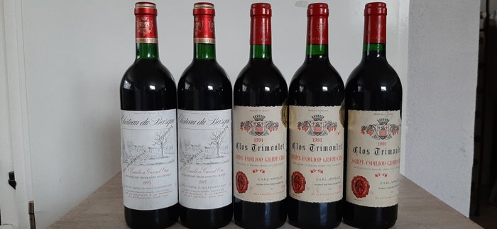 1994 x 3 Clos Trimoulet & 1995 x 2  Château du Basque - 波尔多 - 5 Bottles (0.75L)