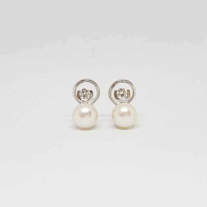 耳環 - 白金 珍珠 - 鉆石 