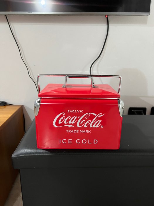 coca cola - Wiadro -  Lodówka w pudełku po coca coli - Żelazo (odlew/kute)