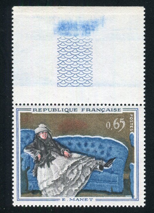 Franța 1962 - Superb & Rare Variety nr. 1364a Chenar alb pe noua canapea ** - Viței semnați