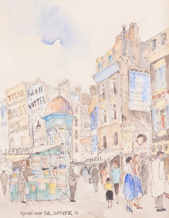 Henri van Os-Delhez (1880-1976) - Busy street in Paris