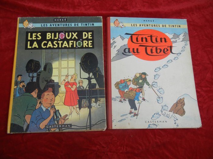 Tintin T20+T21 - Les Bijoux de la Castafiore (B34) + Tintin au Tibet (B29) - 2x C - 2x EO - 2 Album - 1960/1963