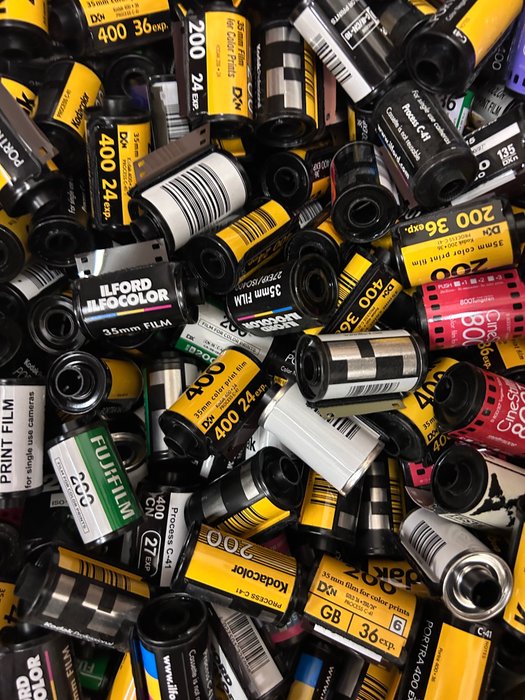 Fuji, Ilford, Kodak Film canisters ( no film inside) Filmholder