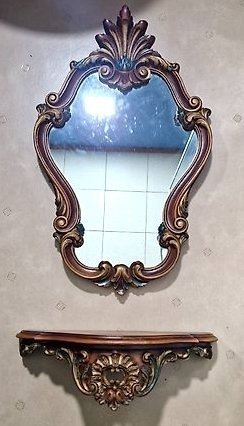 Miroir trumeau  - Verre, miroir de cheminée avec ornement assorti.