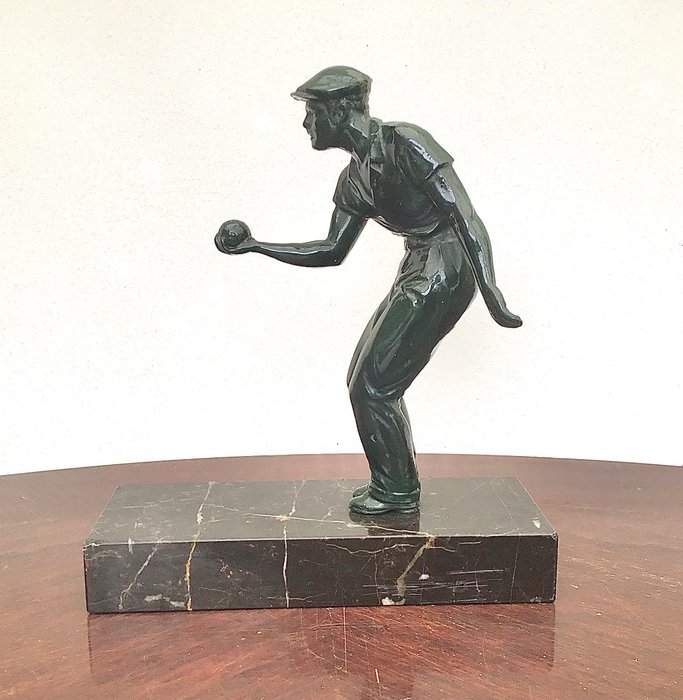 雕刻, Joueur de pétanque - 20.6 cm - 粗鋅 - 1950