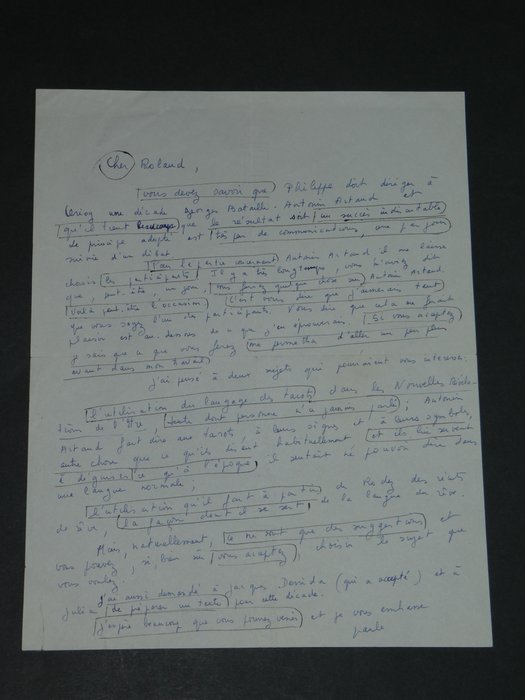 Paule Thévenin - Lettre autographe signée [décade Georges Bataille-Antonin Artaud à Cerisy-la-Salle] - 1972