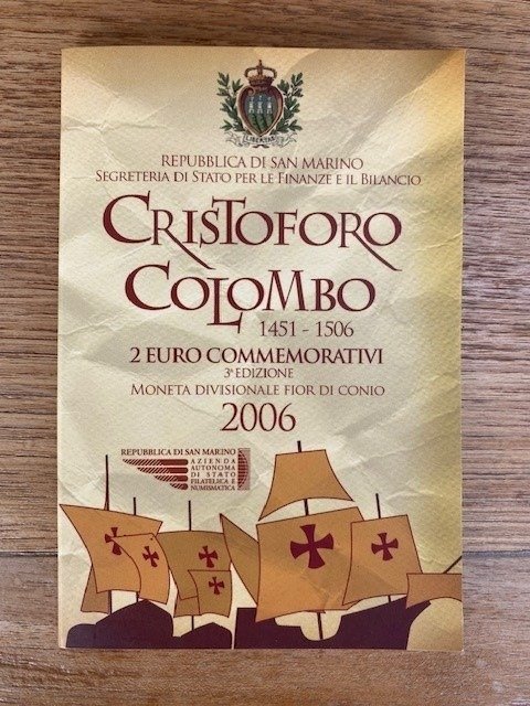 San Marino. 2 Euro 2006 "Cristoforo Colombo"