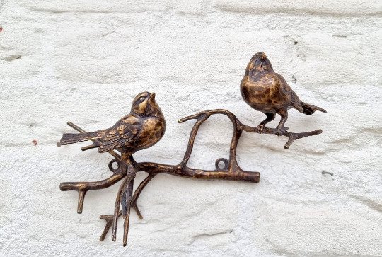 Figurka - Birds on a branch wall art - Brązowy