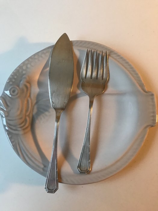 Christofle ALFÉNIDE - Juego para servir pescado (2) - tosca - Chapado en plata