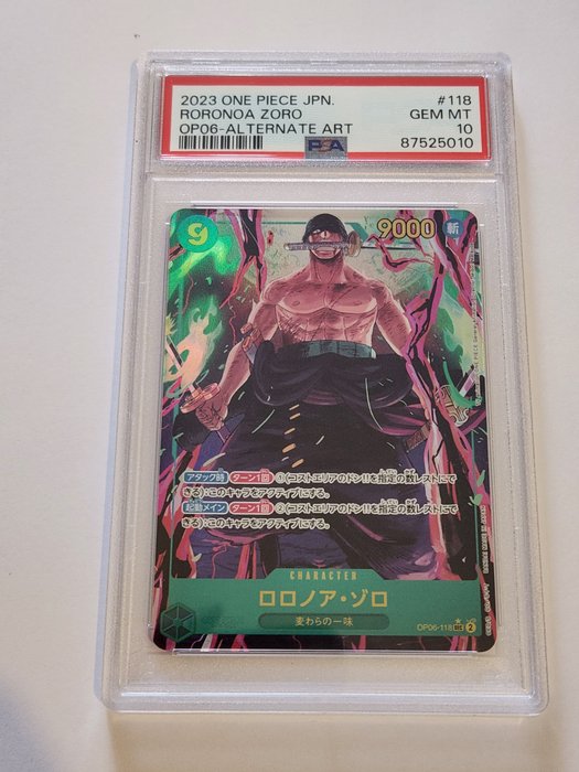 One Piece Card game Graded card - PSA 10 One Piece card game Japanese OP06 WINGS OF THE CAPTAIN RORONOA ZORO ALTERNATE ART - RORONOA ZORO - PSA 10