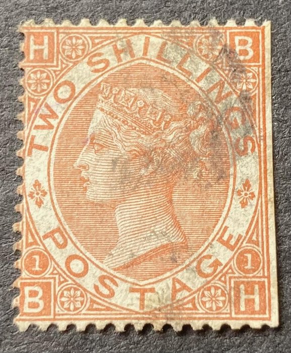 大不列顛 1867/1870 - SG #121 CV £4,750 - 2s orange plat very lighly used