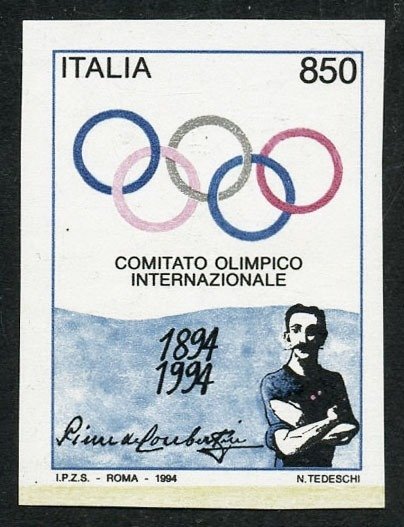 義大利 1994 - 奧委會L.850未穿孔且無黃色。美麗的認證品種 - CEI N. 2141a