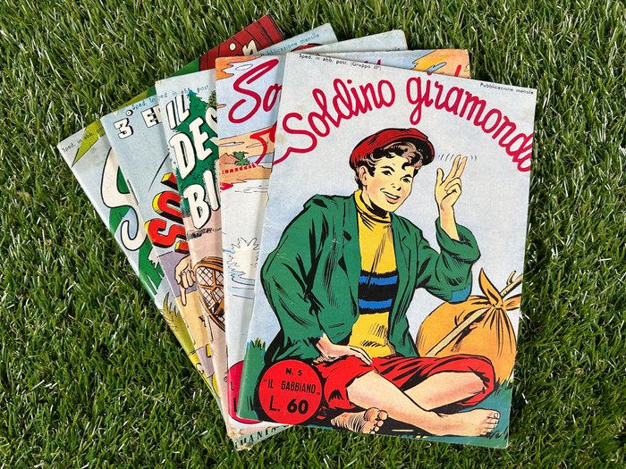 Albo Il Gabbiano nn. 5, 6, 7, 8, 9 - 3x Soldino giramondo, Soldino in Guayana, Il deserto bianco - 5 Album - Első kiadás - 1949