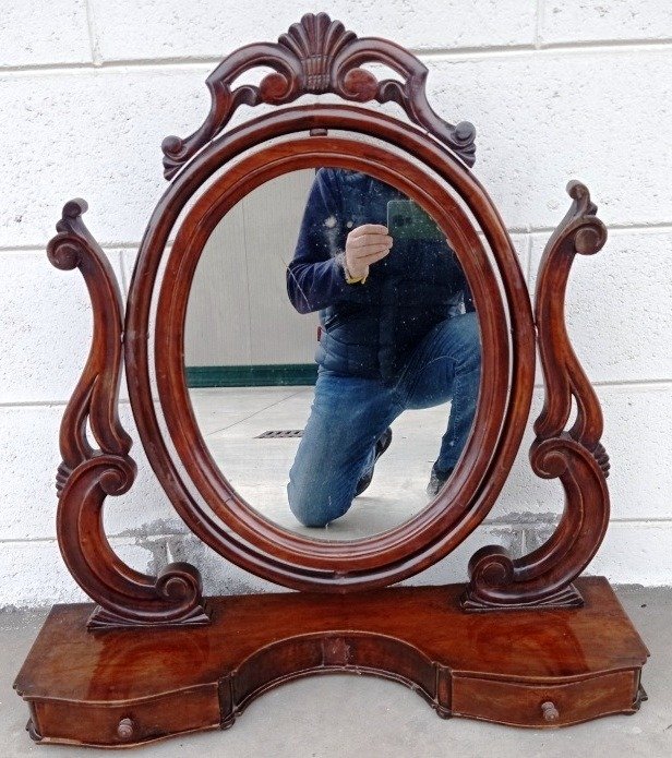 Espelho de parede  - Nogueira, Noz de rebarba, Vidro