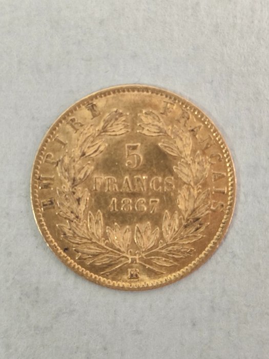 Frankrike. Napoléon III (1852-1870). 5 Francs 1867-BB, Strasbourg