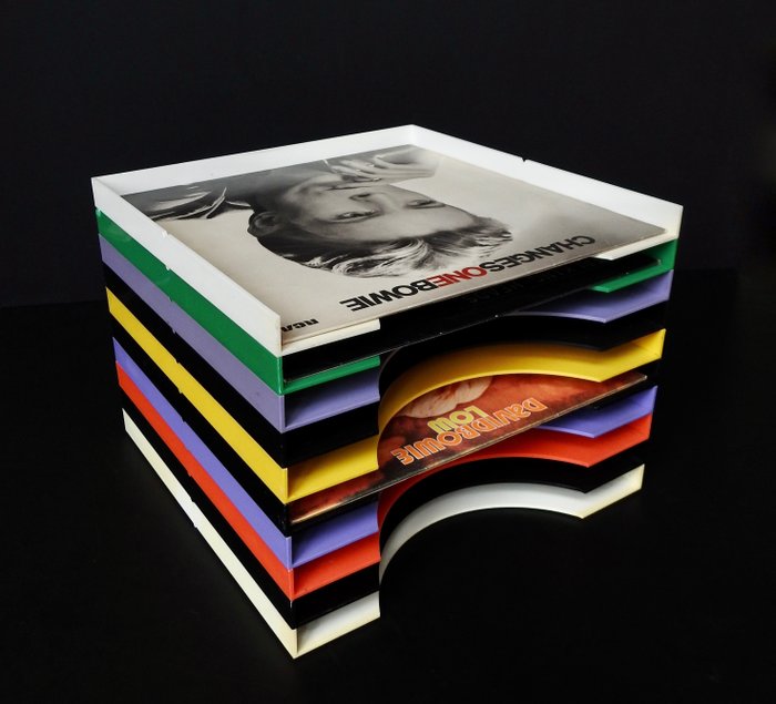 DBGM Tico - 唱片储存架 - 十件套各种颜色的可堆叠黑胶唱片/乙烯基支架 - 塑料