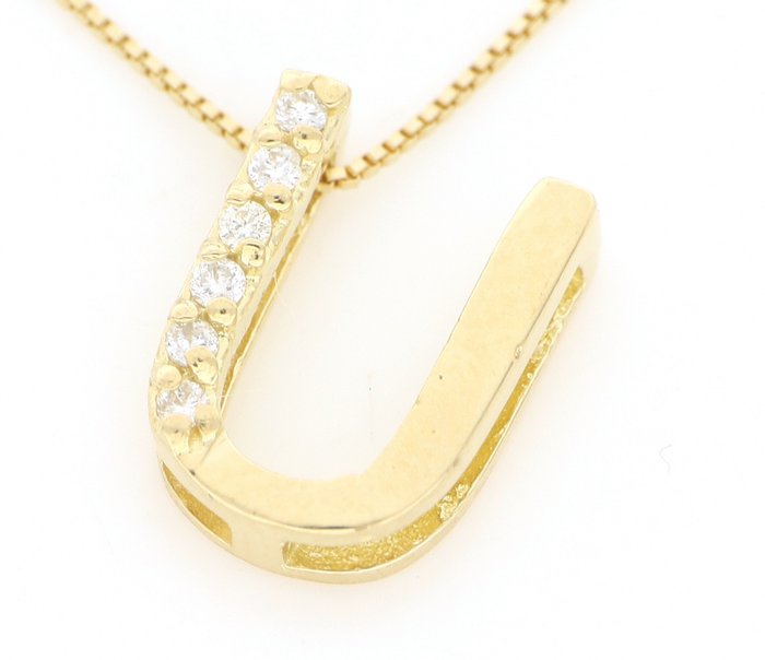 No Reserve Price Necklace - Yellow gold, NEW  0.10ct. Round Diamond 