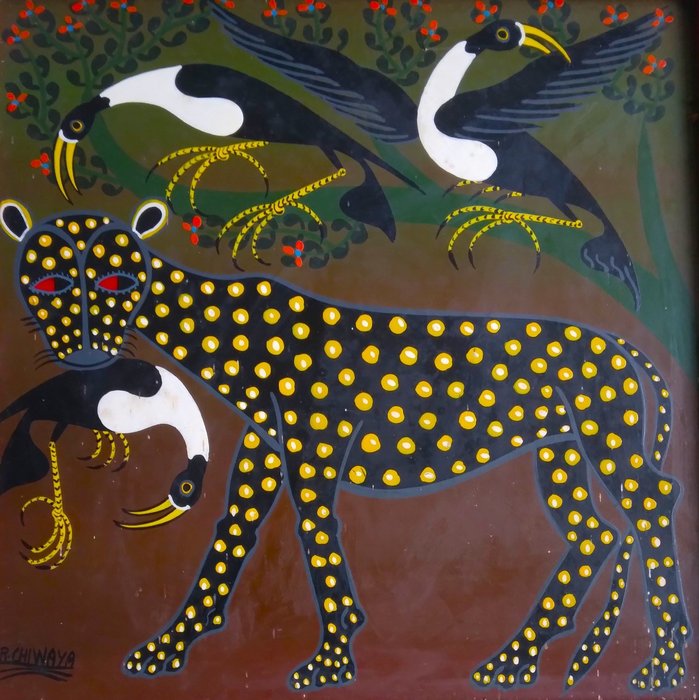 Rajabu Chiwaya 1951-2004 - Luipaard jaagt op vogels