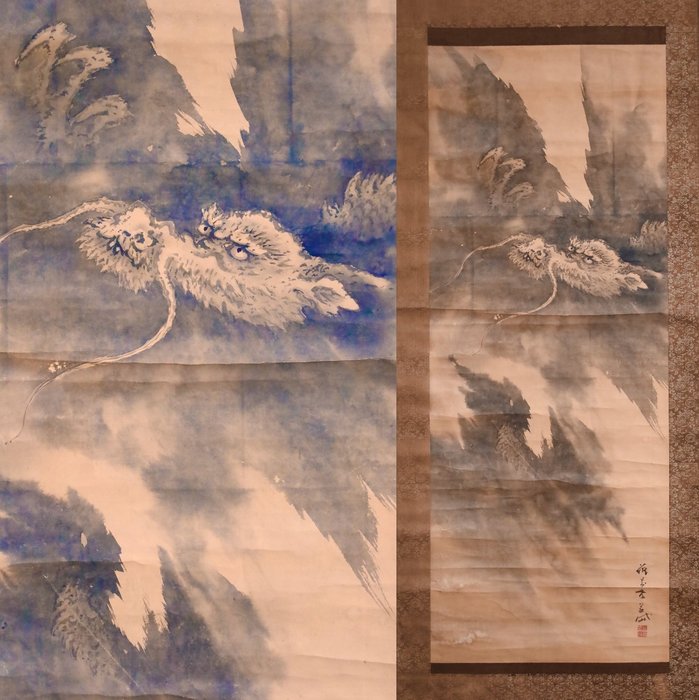 Hanging Scroll - Dragon - ​龍・竜 - “Gantai 岸岱（1782-1865）” - Giappone - Periodo Edo (1600-1868)  (Senza Prezzo di Riserva)