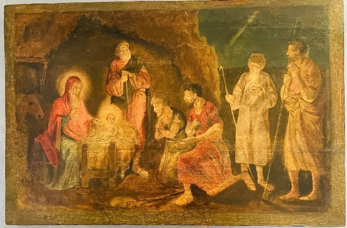 Icône - Icône ancienne "La Nativité de la Vierge" 19ème siècle (52'7cm) - Bois, Caractère
